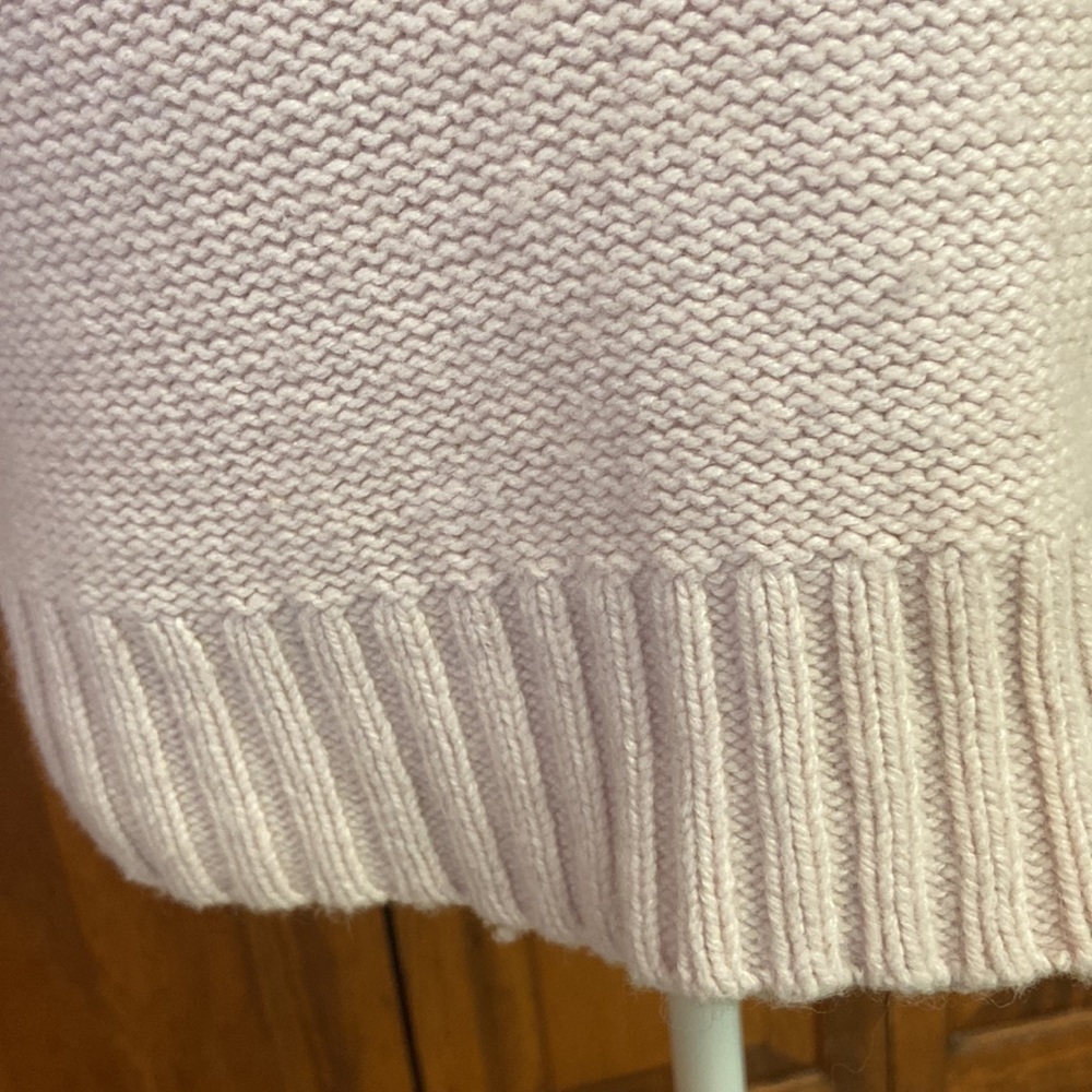 Kenzie Mixed Fabric Cable Knit Pink V-neck Sweater Medium - Picture 5 of 11
